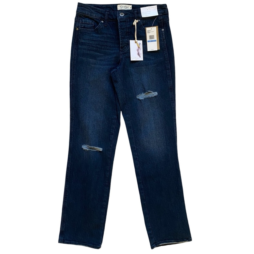 Jessica Simpson Flirt Straight Boot Jeans NEW Dark Denim Jet Set Distressed 25